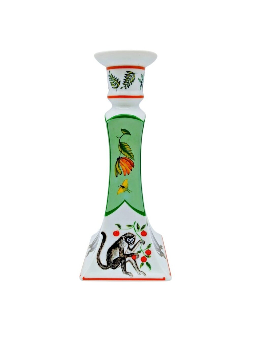 Lynn Chase Monkey Business Candlestick Porcelain Chinoiserie 8.5”